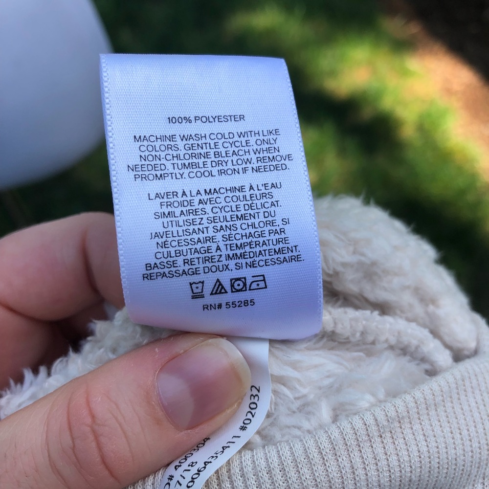 Express One Eleven Beige Sherpa Fuzzy Pullover - Picture 5 of 6